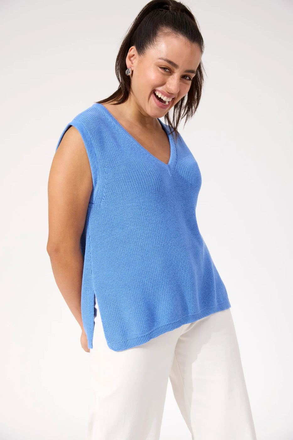 Haven Alaska Knit Vest Blue