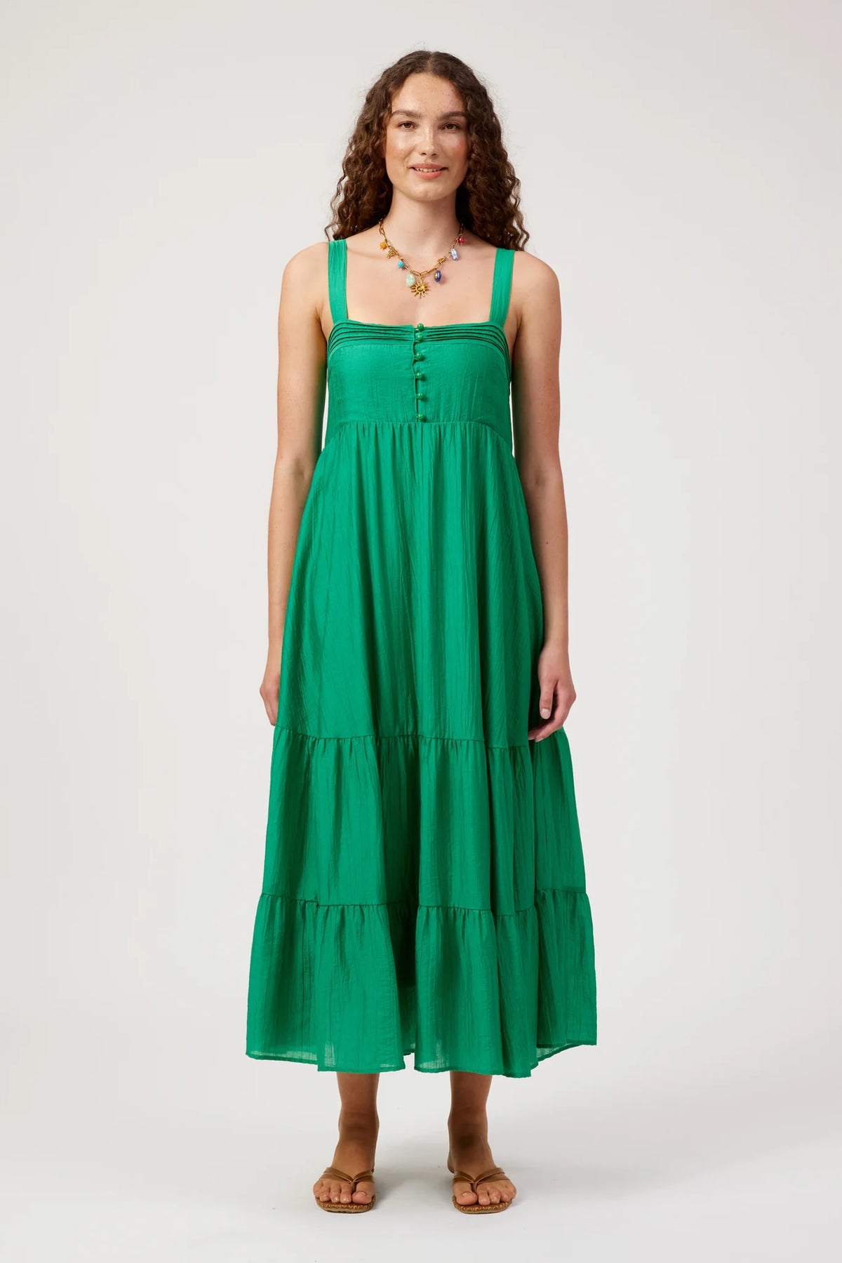 Haven Kenya Tiered Maxi Dress Green
