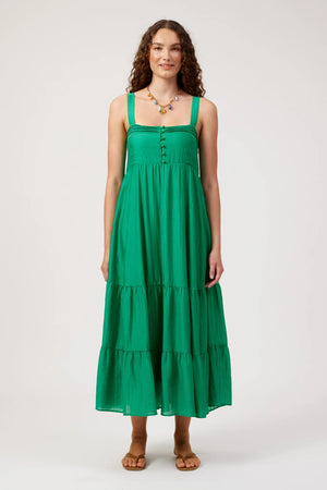 Haven Kenya Tiered Maxi Dress Green