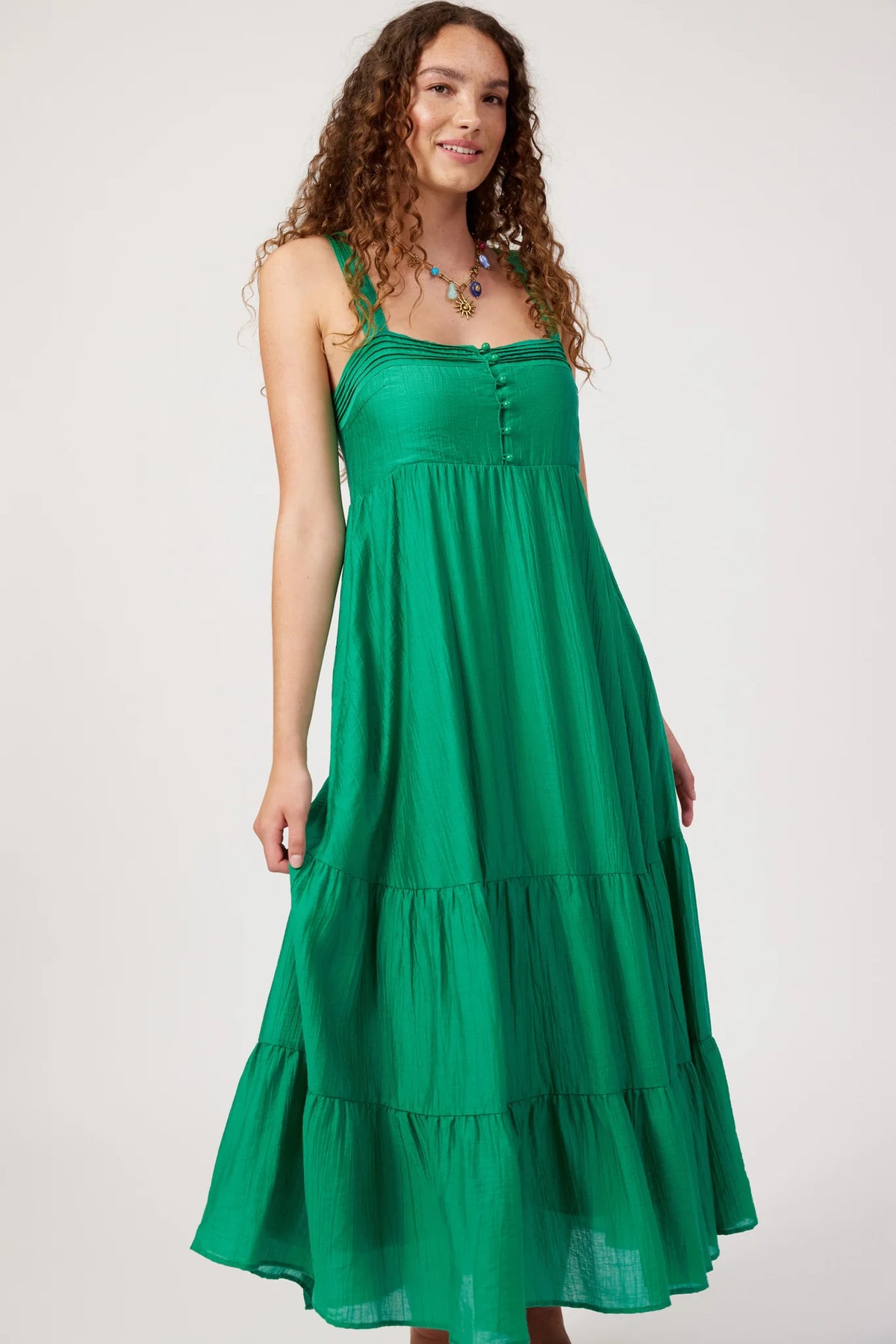 Haven Kenya Tiered Maxi Dress Green