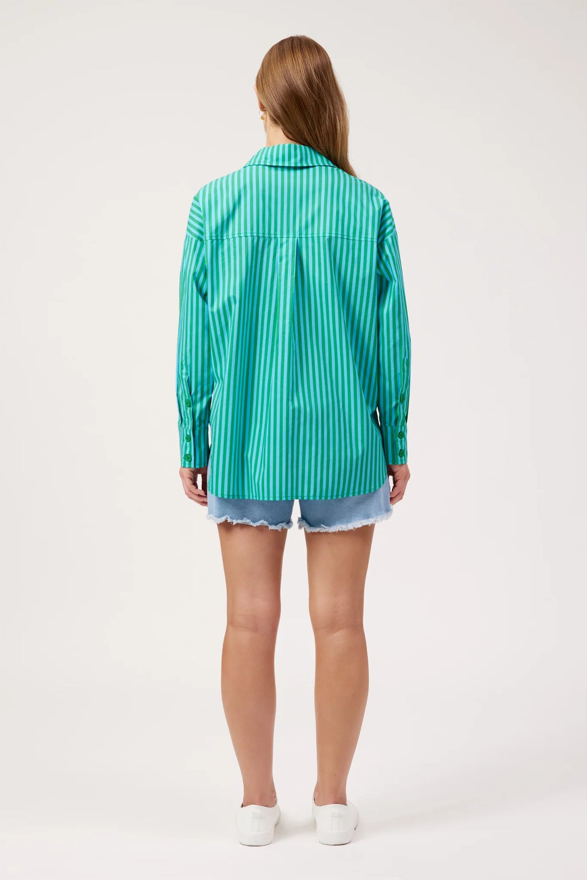 Haven Mykonos Embroidered Stripe Shirt Green