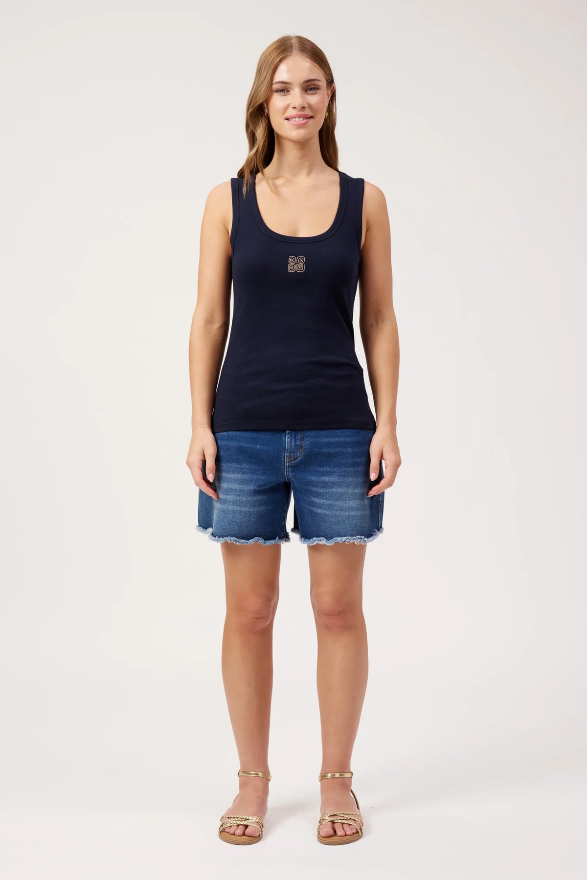 Haven Athens Embroidered Tank Navy