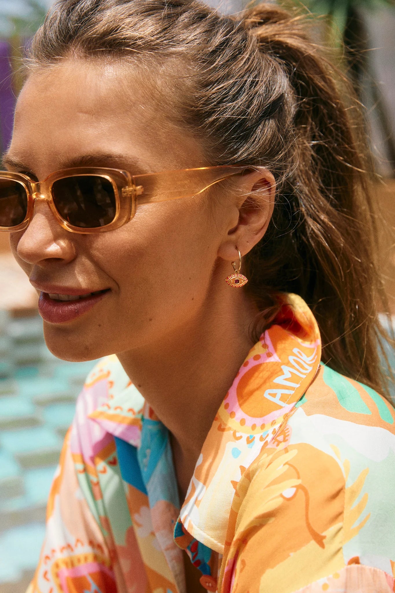 Haven Positano Eye Earring - Orange