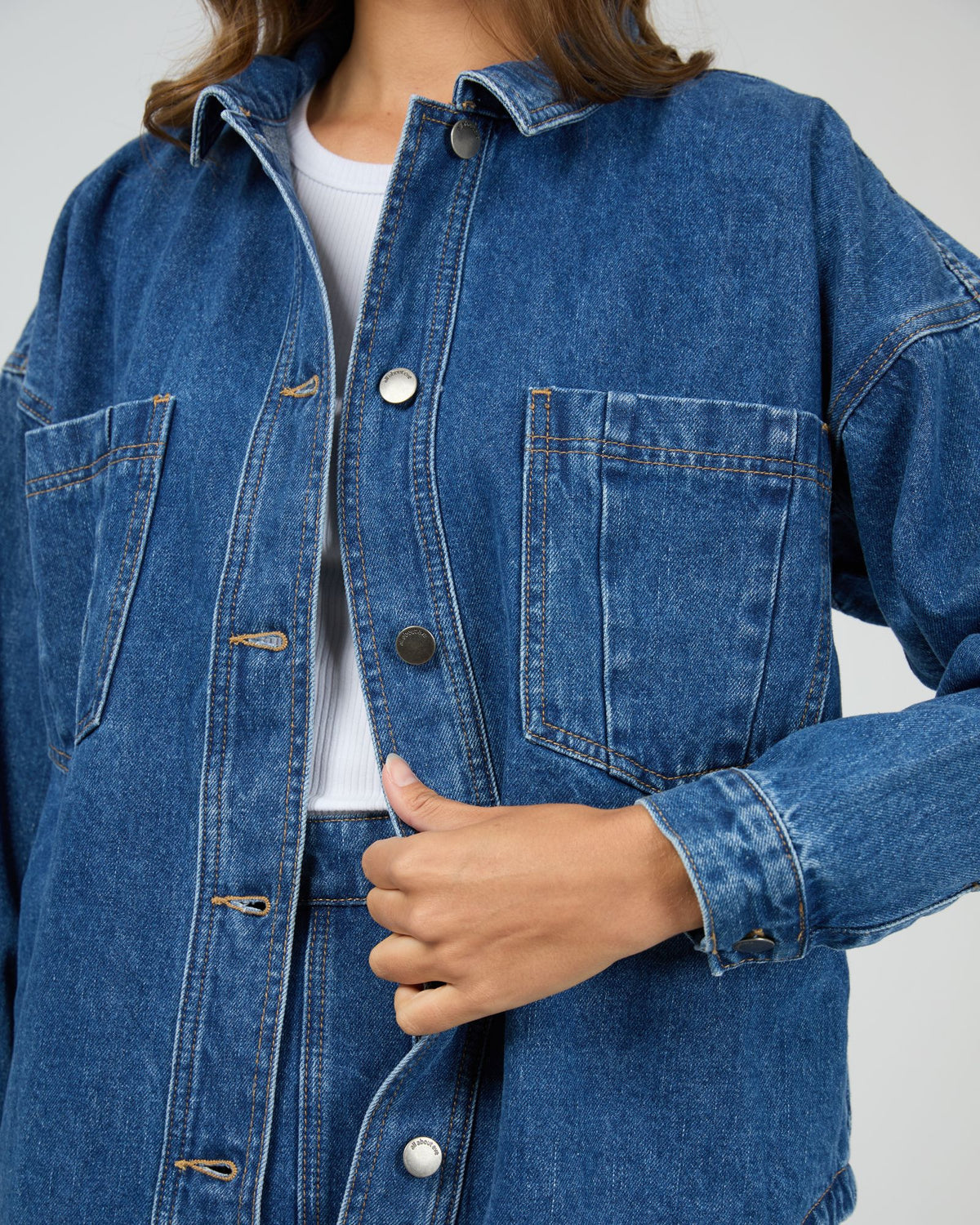 All About Eve Dale Shacket Heritage Blue