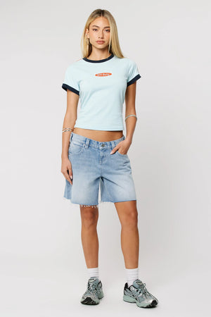 Abrand Off Duty Ringer Tee Sky Blue