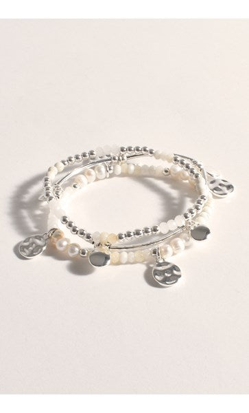 Adorne Stone Pearl Mix Stretch Bracelet