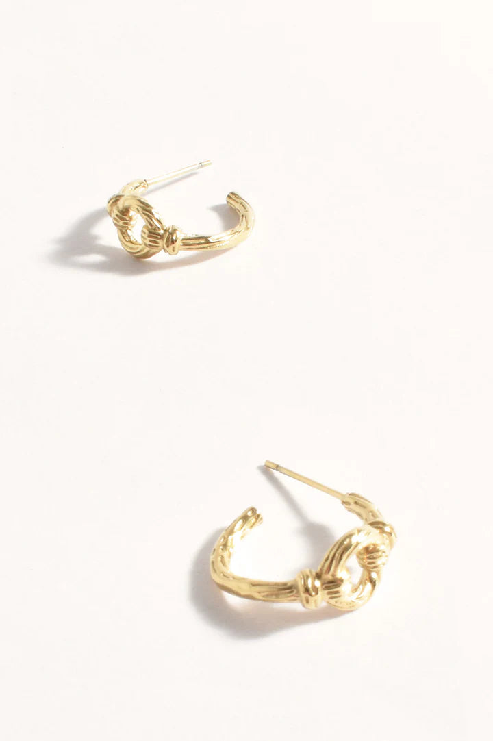 Adorne Knotted Rope Look Hoop Earrings Gold