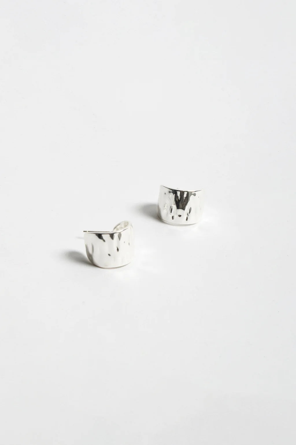 Adorne Mini Textured Curved Metal Earrings Silver