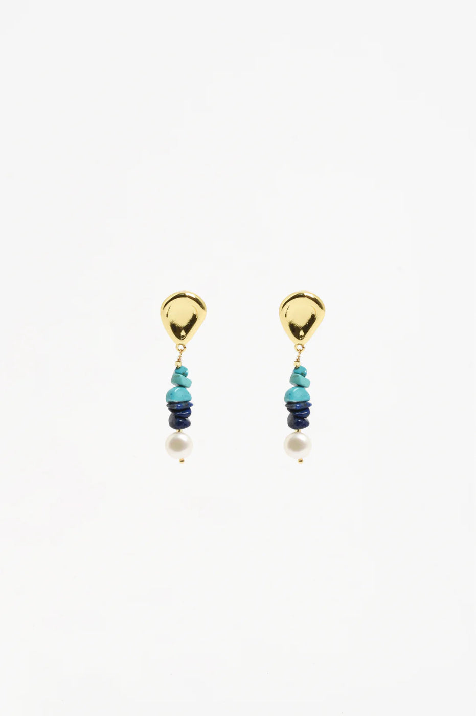 Adorne Freshwater Pearl Stone Chip Drop Earrings Blue