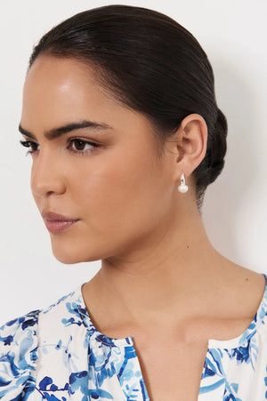 Adorne Freshwater Pearl Mini Hoops Silver