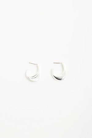 Adorne Spiral Edge Mini Hoops Silver