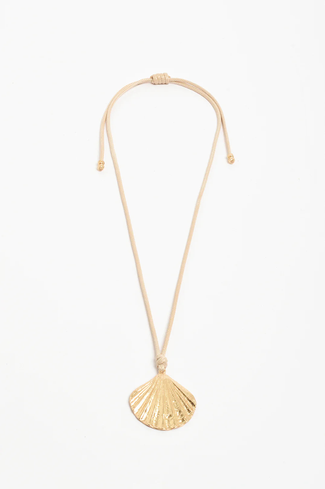 Adorne Shell Drop Adjustable Cord Necklace Camel Gold