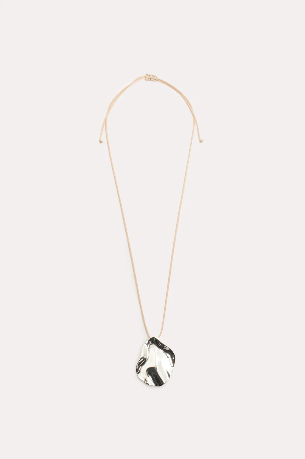 Adorne Metal Pendant Drop Cord Necklace Camel Silve