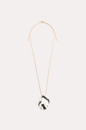 Adorne Metal Pendant Drop Cord Necklace Camel Silve