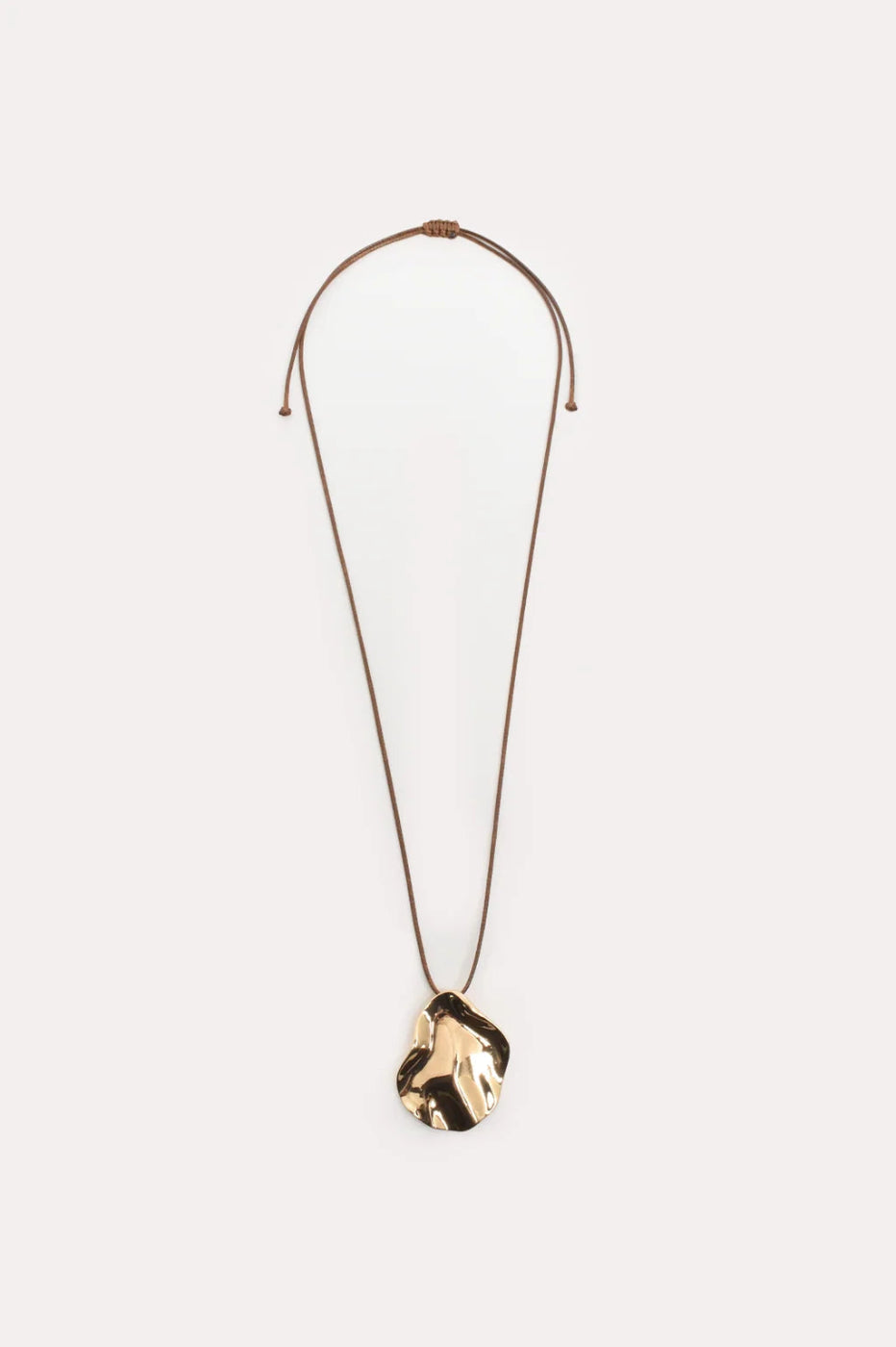 Adorne Metal Pendant Drop Cord Necklace Tan Gold