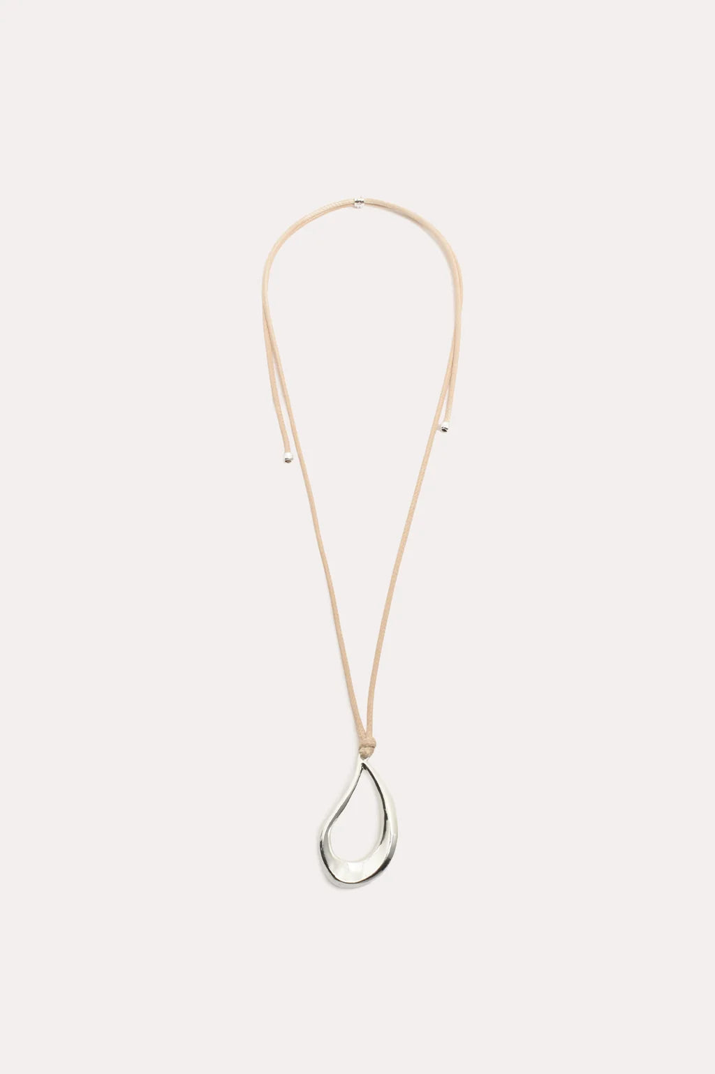 Adorne Cut Out Pendant Drop Cord Necklace Camel Silver