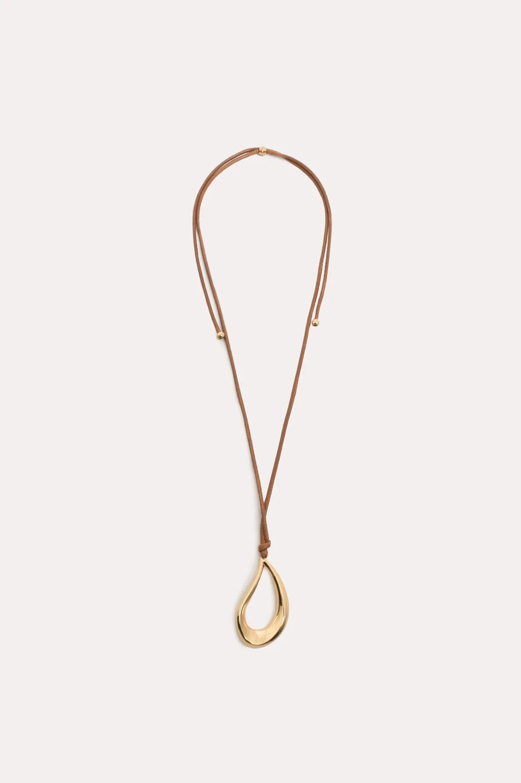 Adorne Cut Out Pendant Drop Cord Necklace TanGold