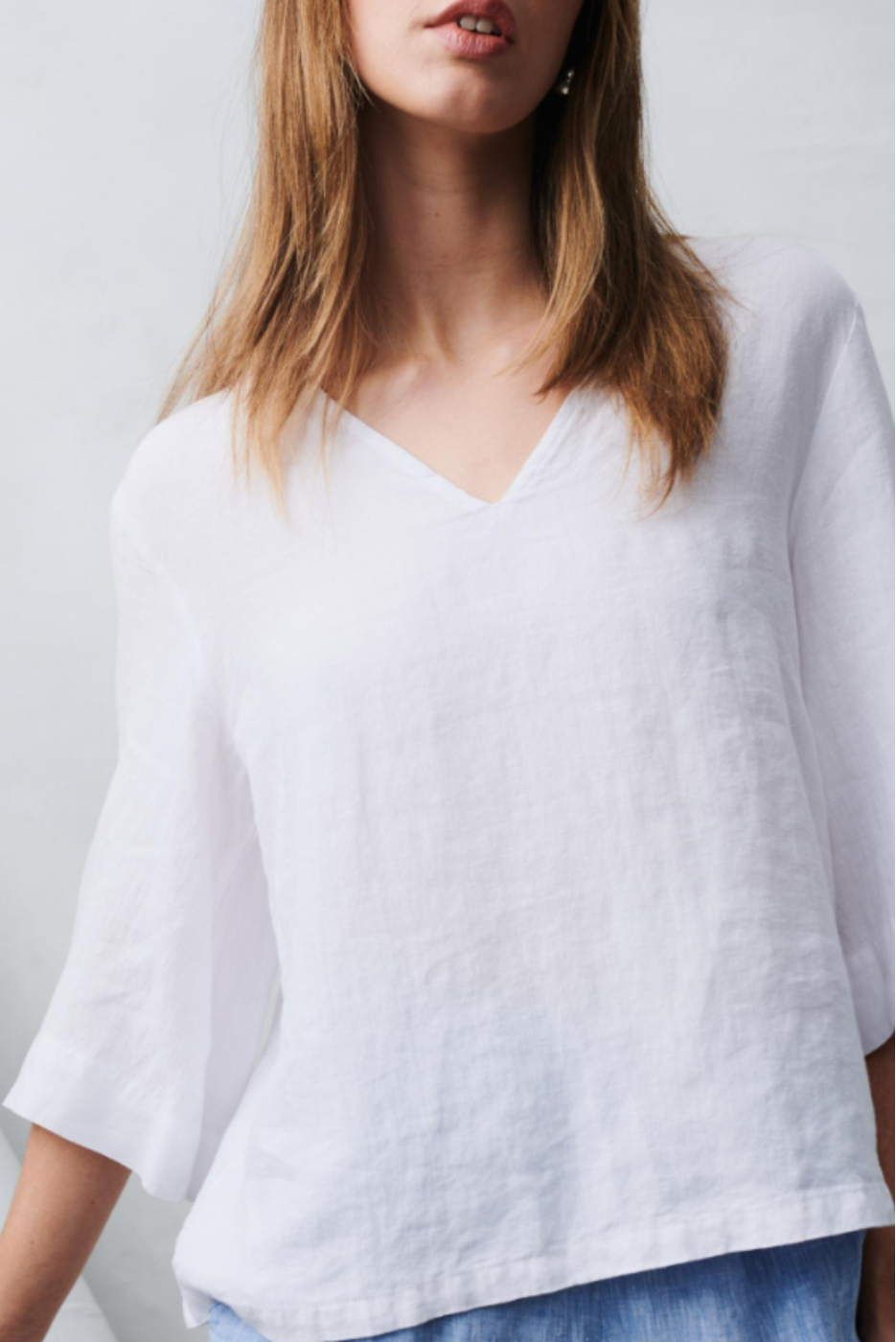 Little Lies Andrea Linen Top White