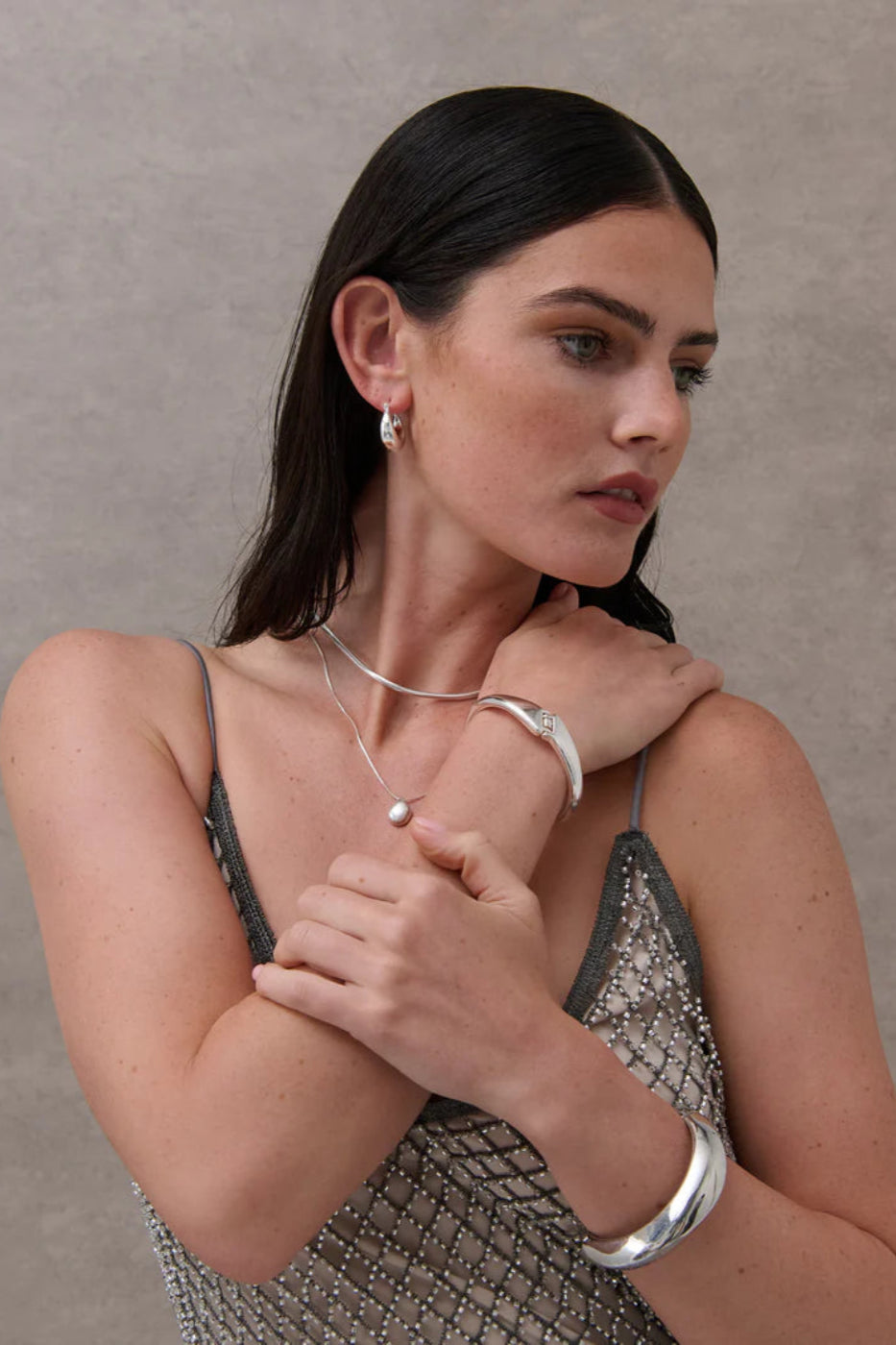 Angels Whisper Interlock Twist Sterling Silver Plated Bangle Silver