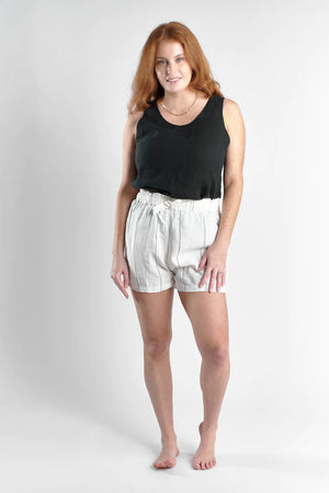 Eadie Carter Linen Shorts White/Charcoal