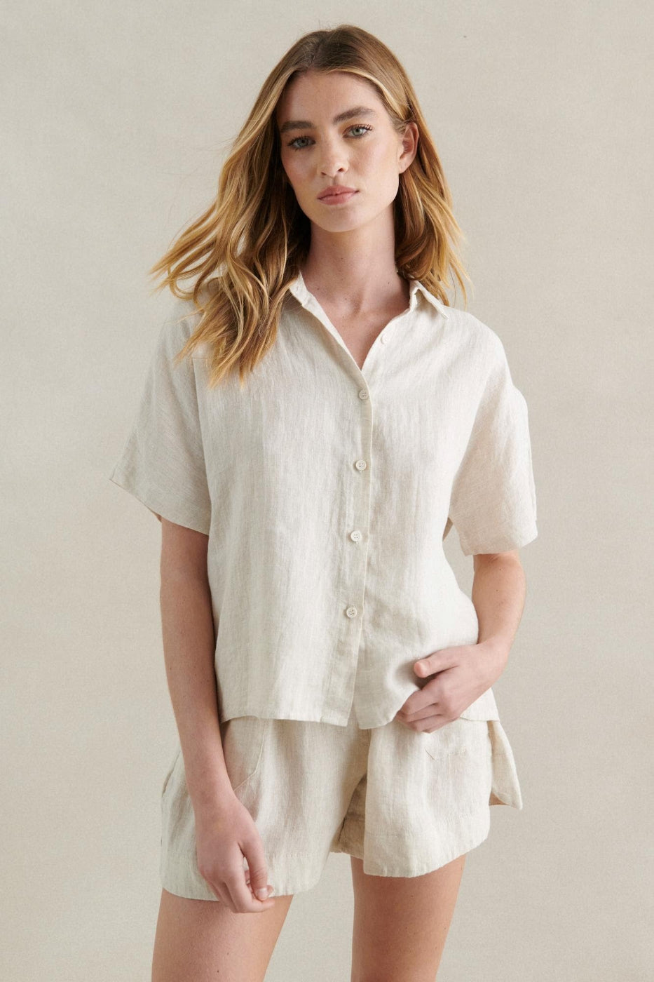 Little Lies Bronte Linen Shirt Natural