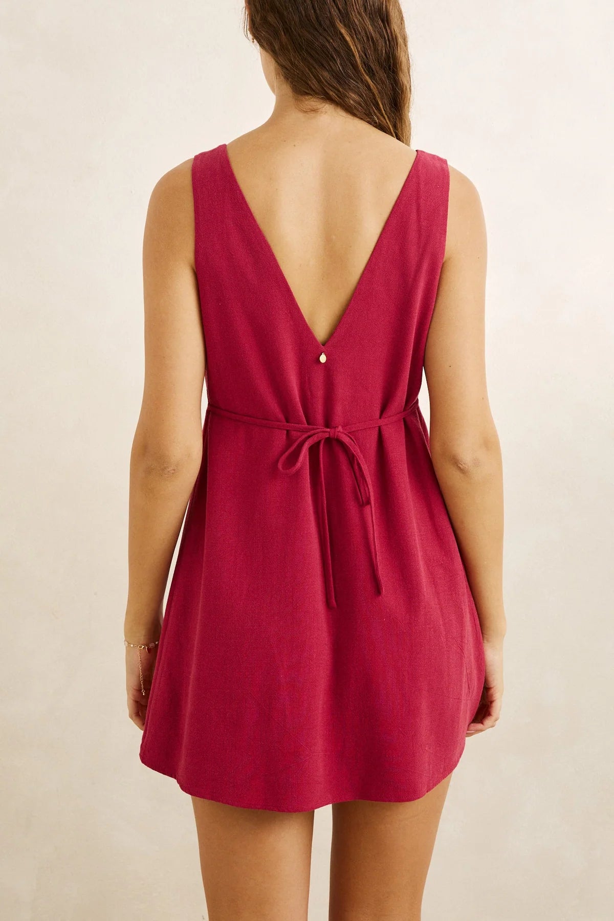 Rhythm Sunny Days Linen Mini Dress Wine