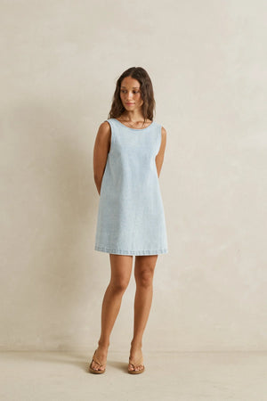 Rhythm Riley Denim Mini Dress Light Wash