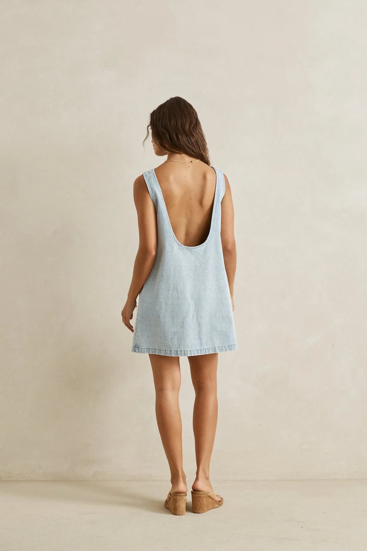 Rhythm Riley Denim Mini Dress Light Wash