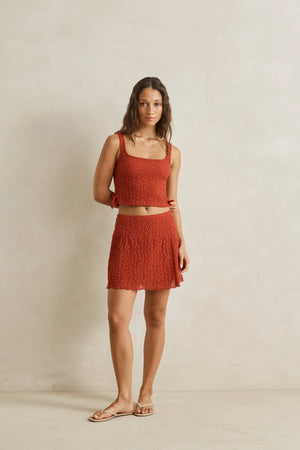Rhythm Gigi Lace Tie Side Top Red