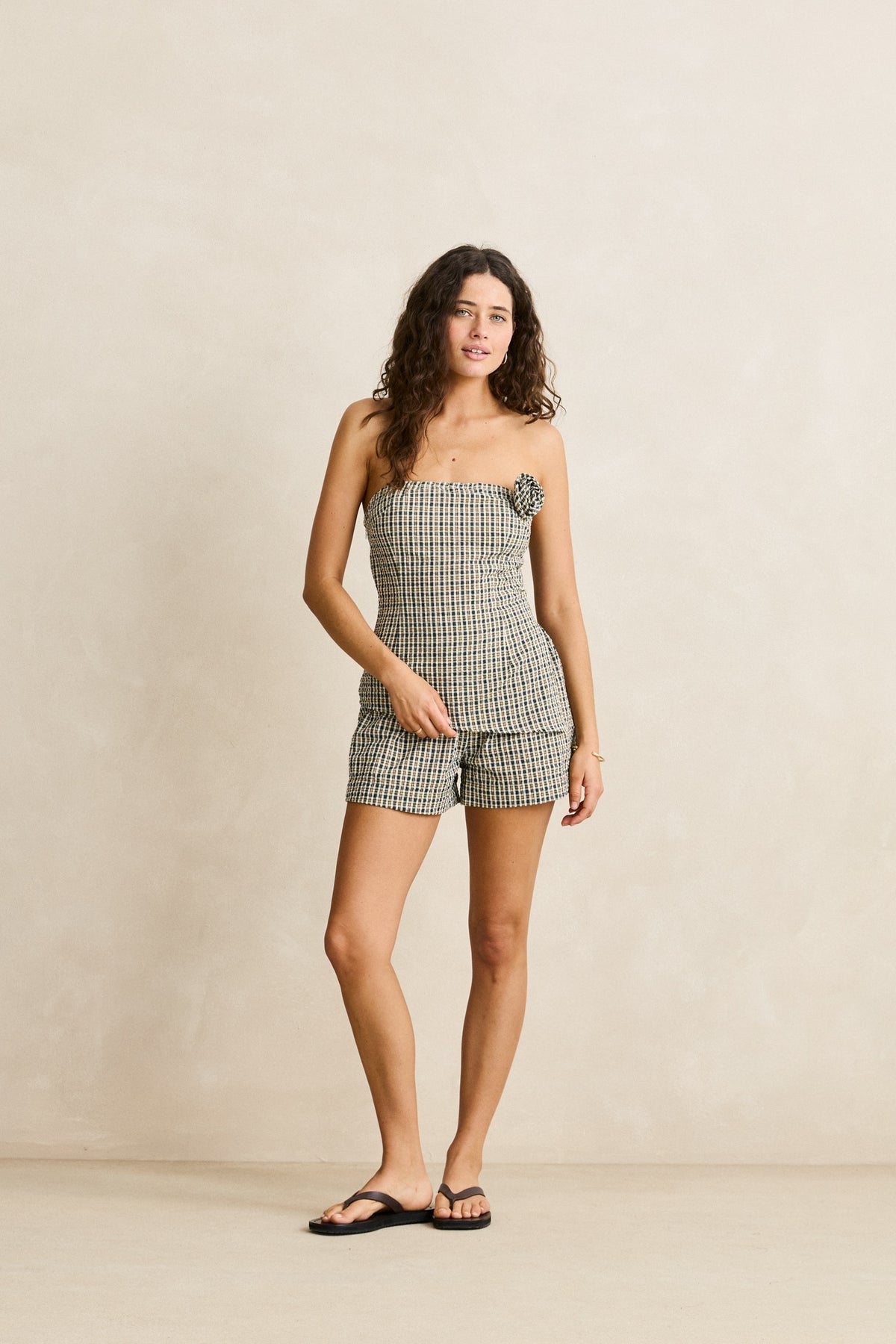 Rhythm Lottie Check Top Brown