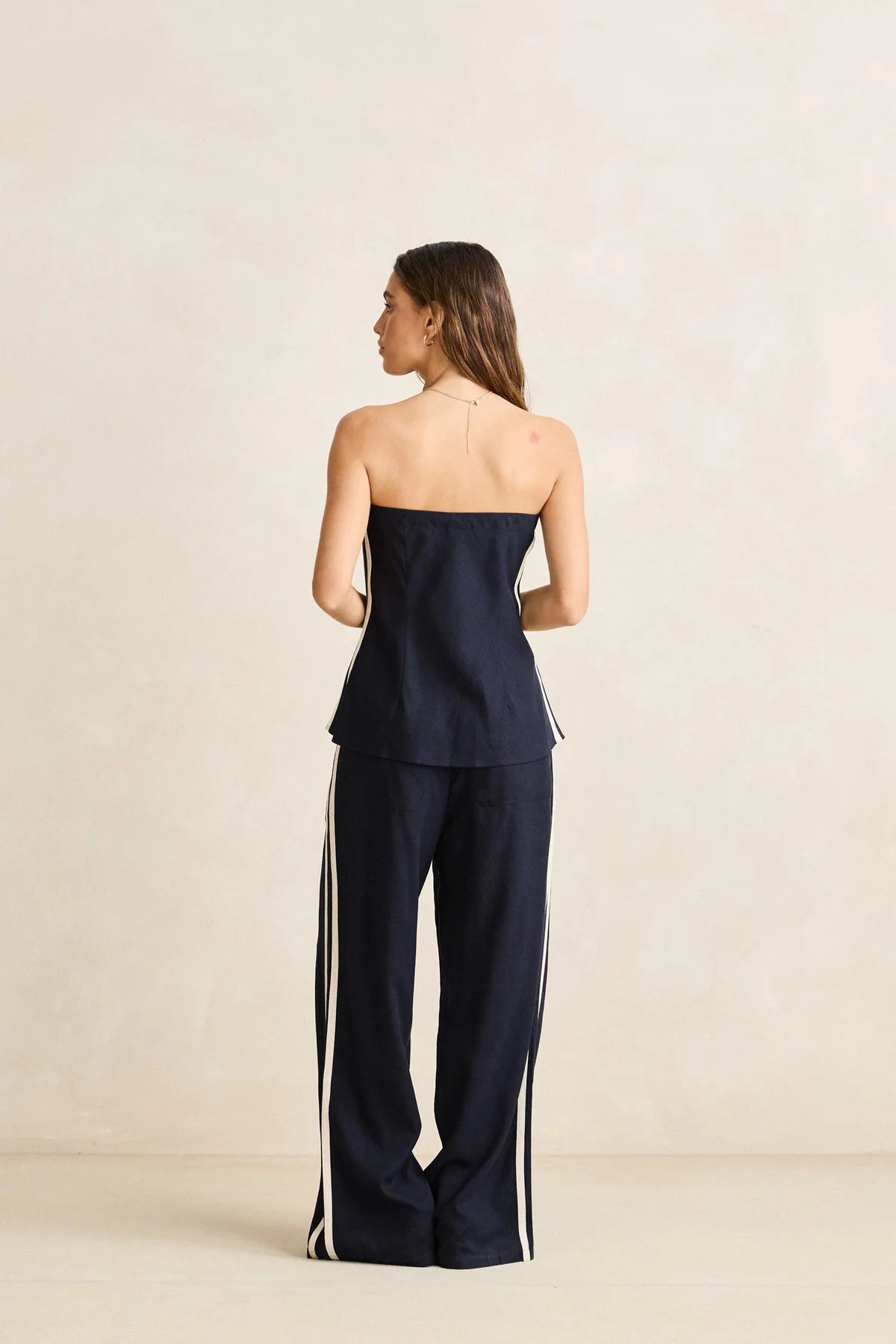 Rhythm Contrast Linen Strapless Top Ocean