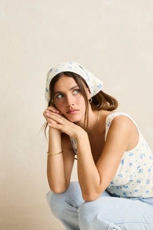 Rhythm Dahlia Button Down Top Sky