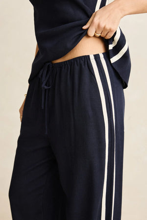 Rhythm Contrast Linen Track Pant Ocean
