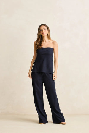 Rhythm Contrast Linen Track Pant Ocean
