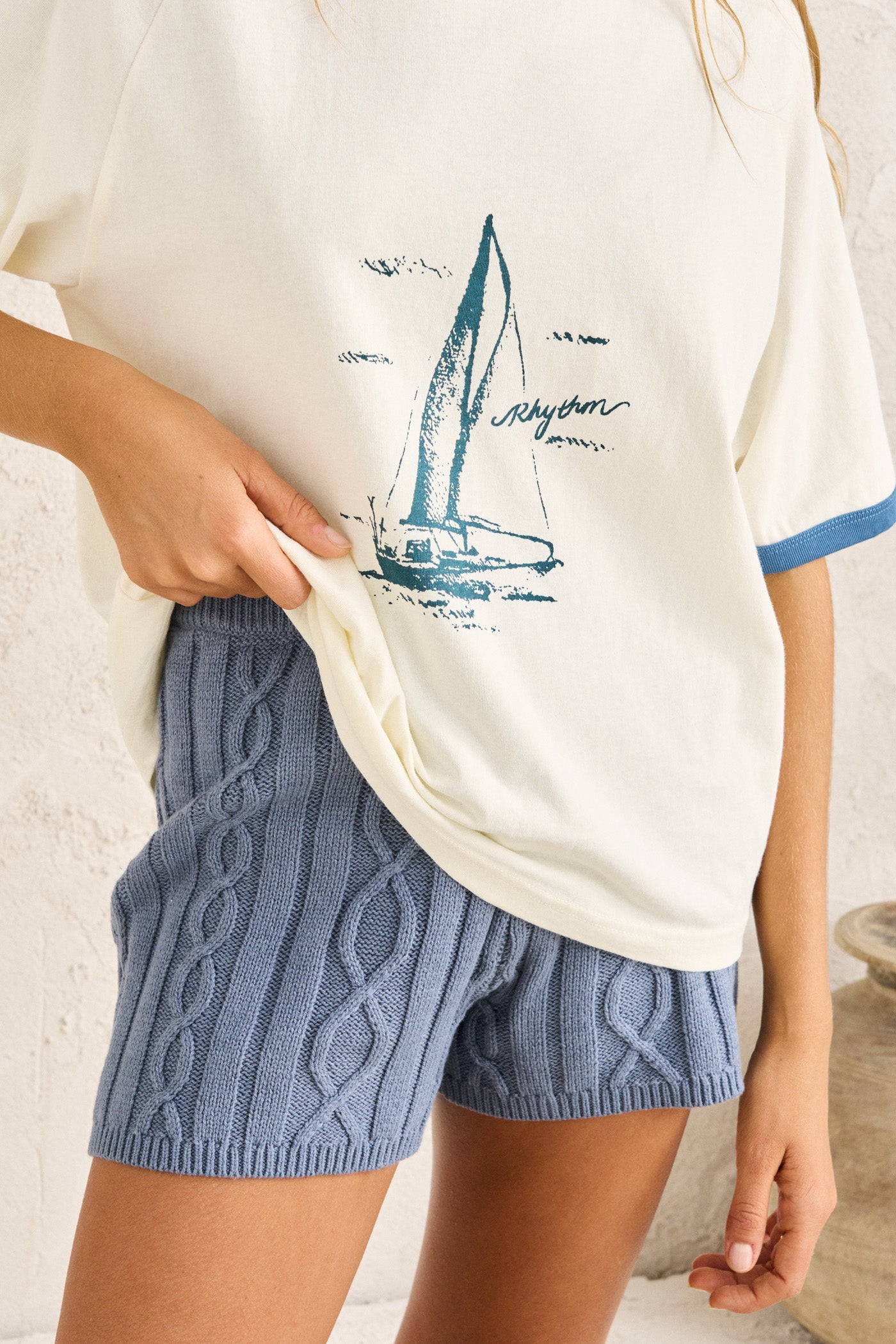 Rhythm Sailer Ringer Tee Cream