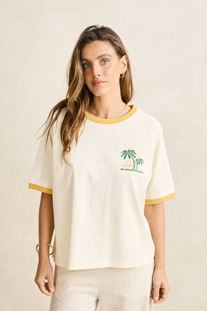 Rhythm Sunset Palm Ringer Tee Cornsilk