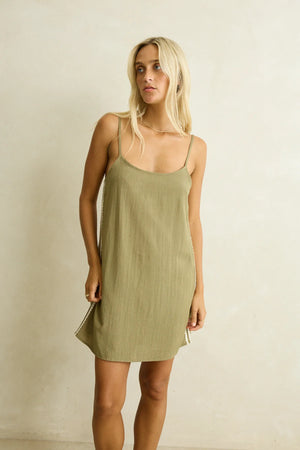 Rhythm Lace Slip Mini Dress Olive