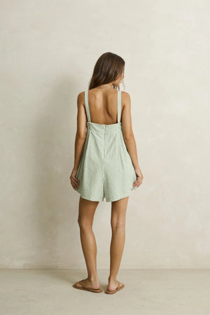Rhythm Kirri Check Romper Green