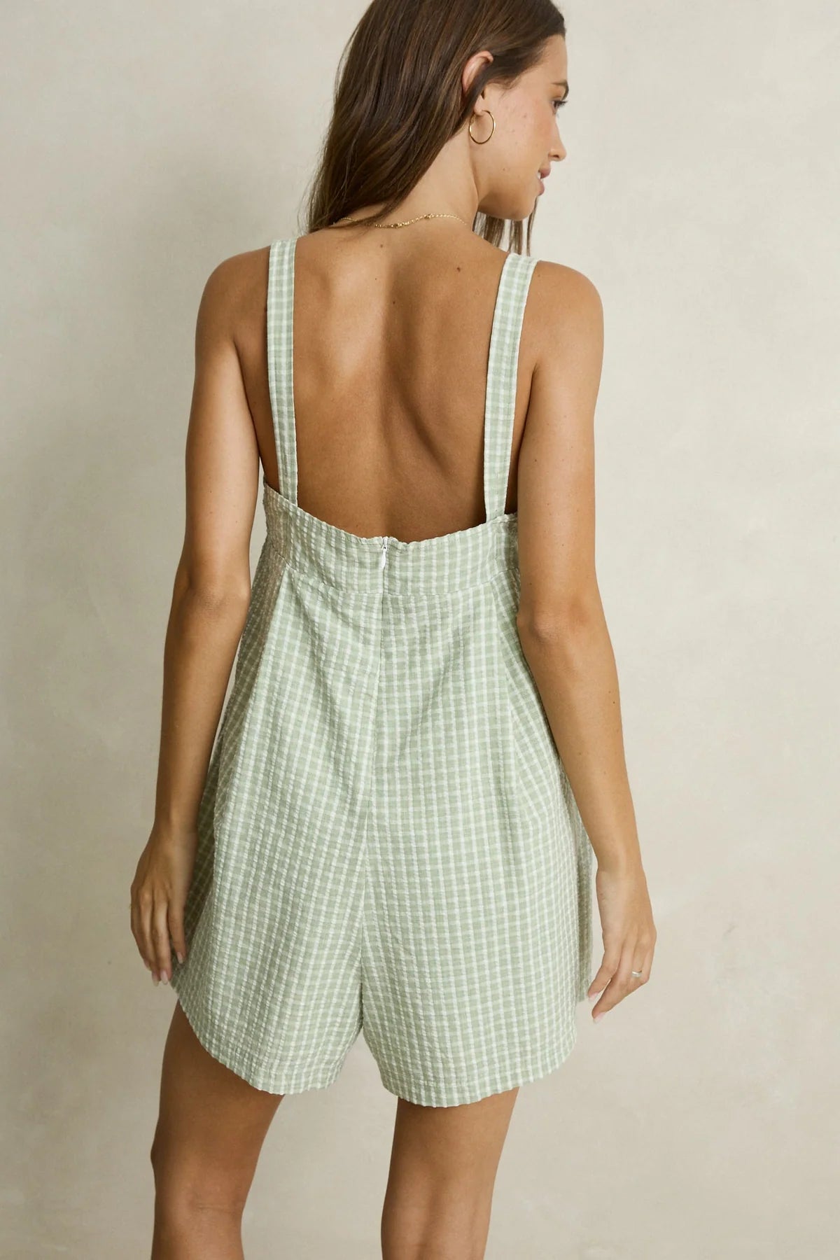Rhythm Kirri Check Romper Green
