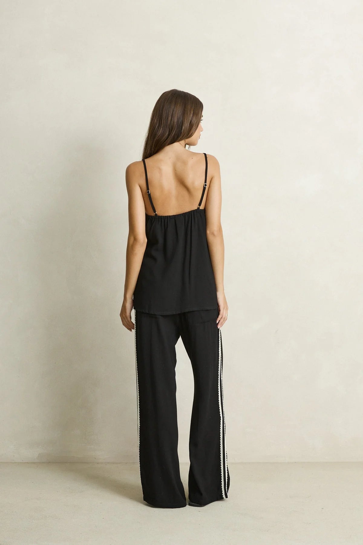 Rhythm Linen Lace Track Pant Black