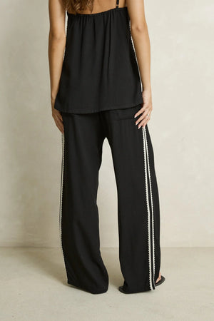 Rhythm Linen Lace Track Pant Black