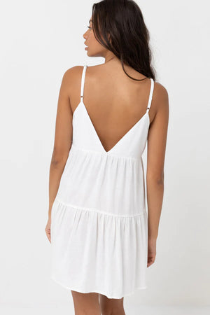 Rhythm Classic Tiered Mini Dress White