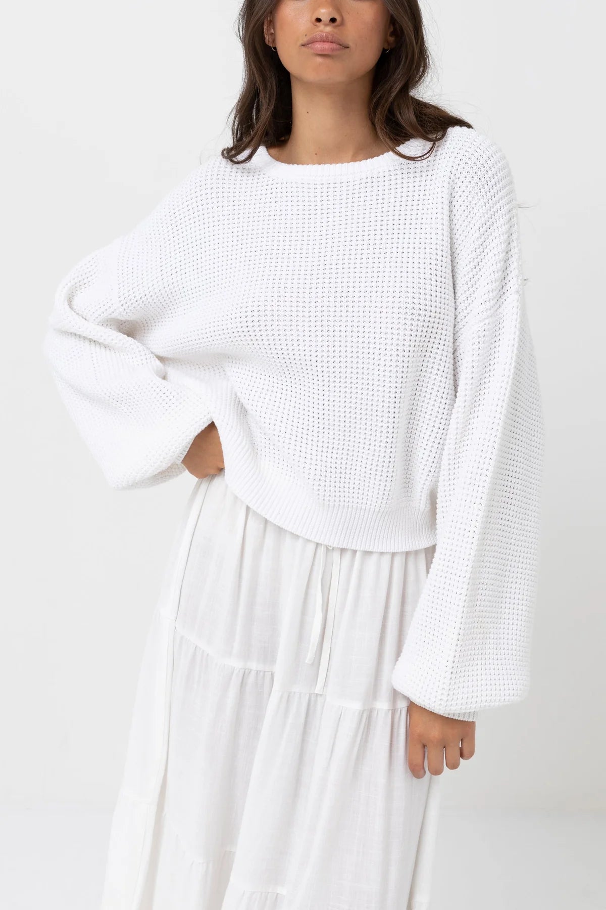 Rhythm Classic Knit Jumper White
