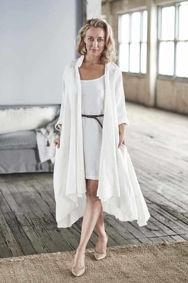 Eadie Slip Dress 100% Linen White