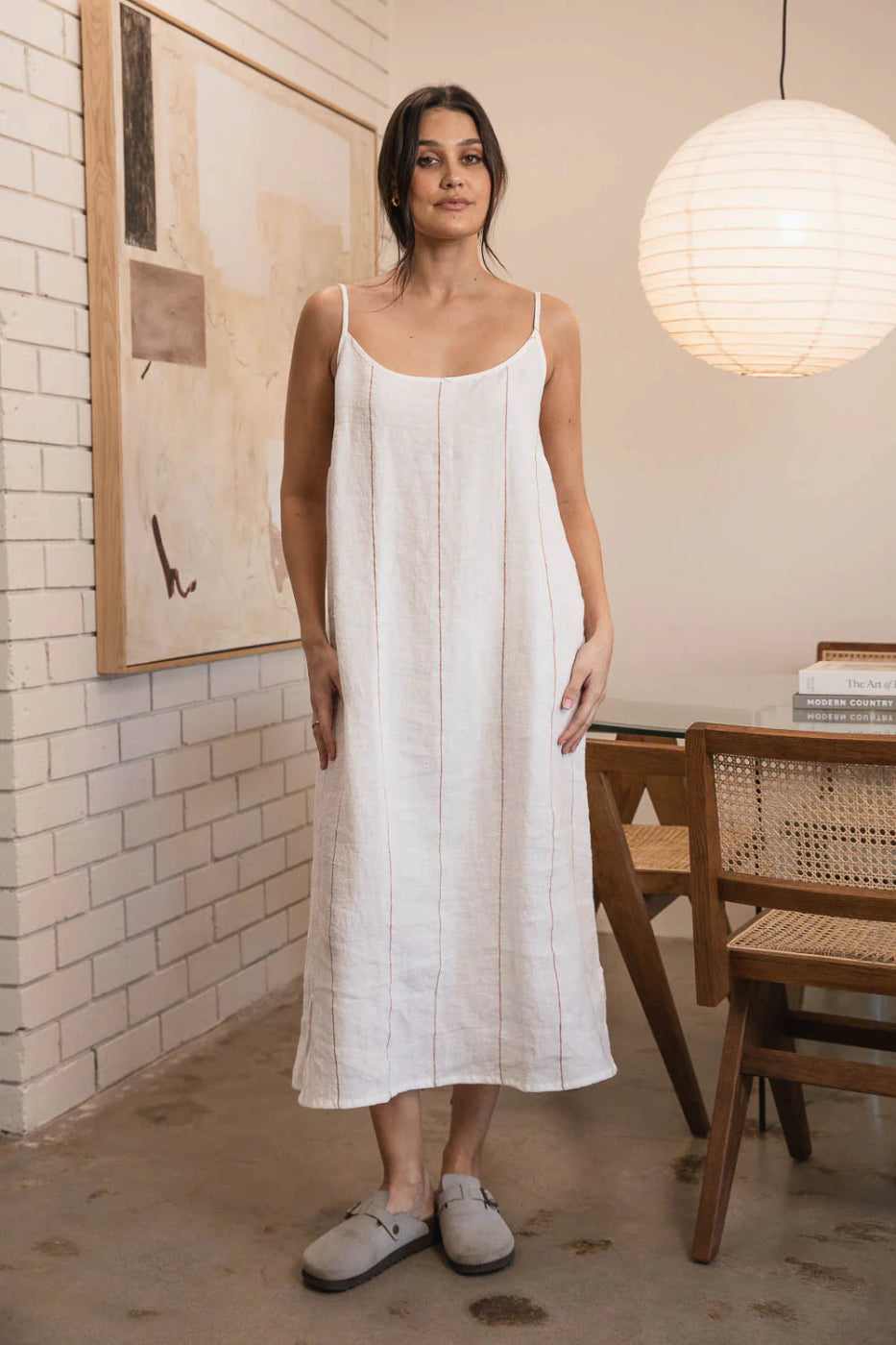 Eadie Carter Fundamental Linen Midi White/Nutmeg