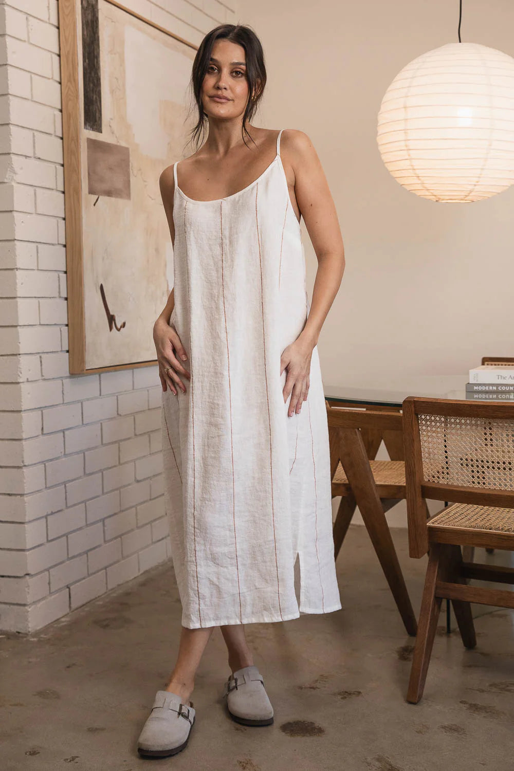 Eadie Carter Fundamental Linen Midi White/Nutmeg