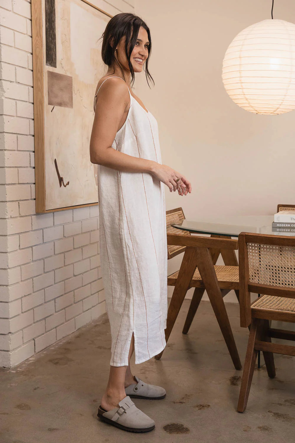 Eadie Carter Fundamental Linen Midi White/Nutmeg