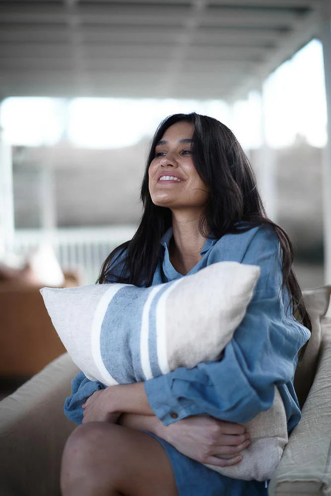 Eadie Linen Shift Dress Blue