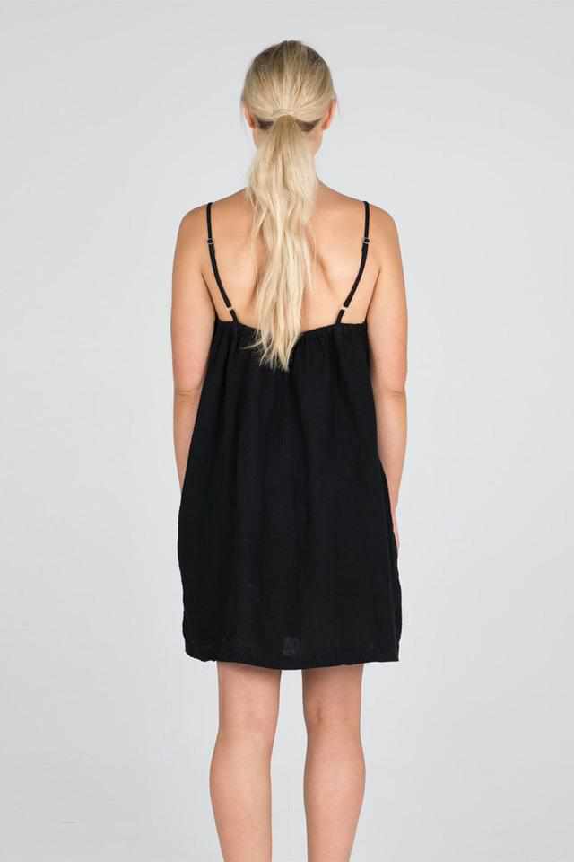 Eadie Slip Dress 100% Linen Black