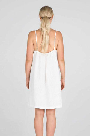 Eadie Slip Dress 100% Linen White